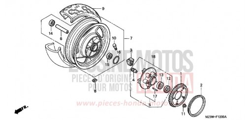 ROUE ARRIERE VF750CX de 1999